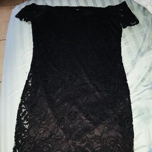 Black , laced and off shoulder dress